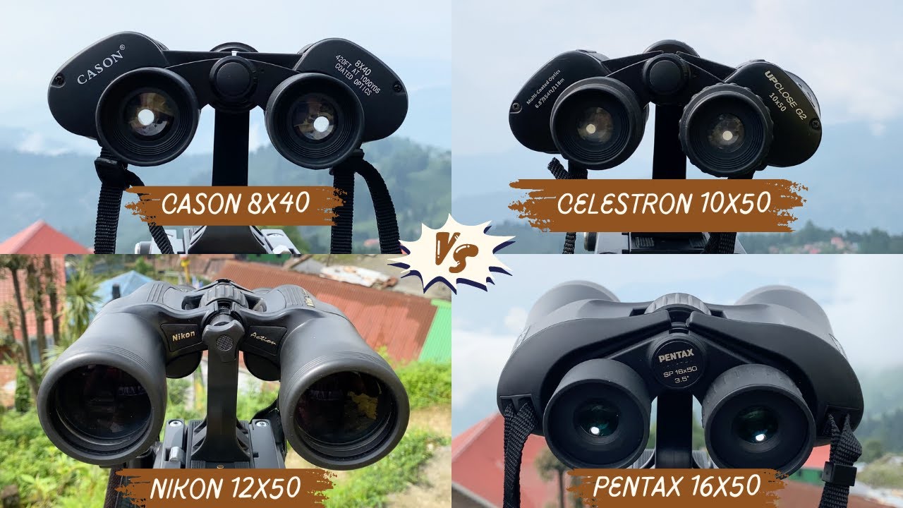Cason 8X50 Vs. Celestron 10X50 Vs. Nikon 12X50 Vs. Pentax 16X50 Binoculars - Zooming Power Test