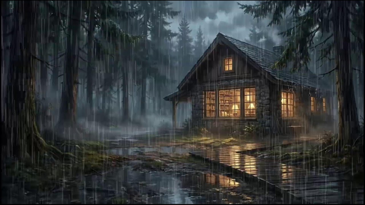 Forest Cabin Night After Rain 🌧 | Peaceful Rain Sounds for Insomnia Relief and Deep Rain Sleep