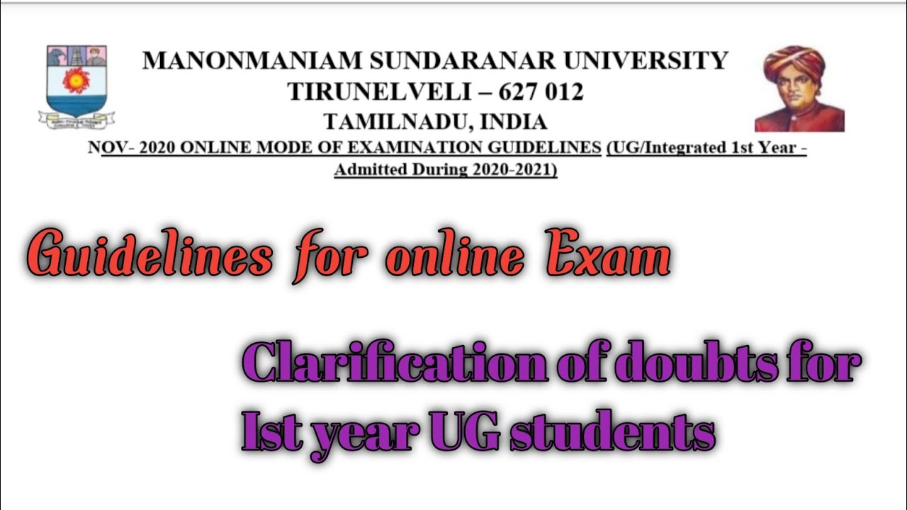 Guidelines for Ist UG students// MS University Online exam// 1st semester
