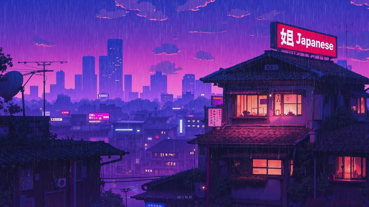 Releasing Inner Tension 👒 Nostalgic Vibes & 1980s & 90s Japanese Town Ambience 🌆 Lofi Rain Playlis