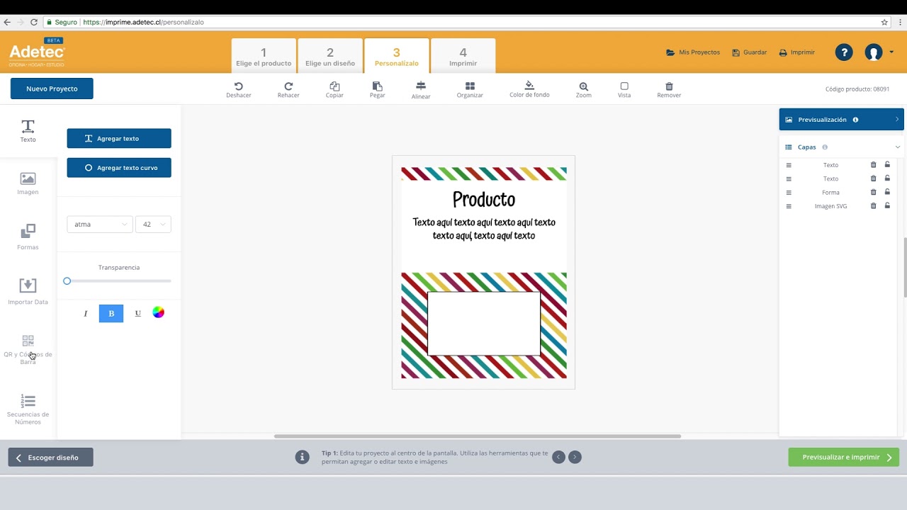 Tutorial Plataforma de diseño Adetec - Códigos de Barra