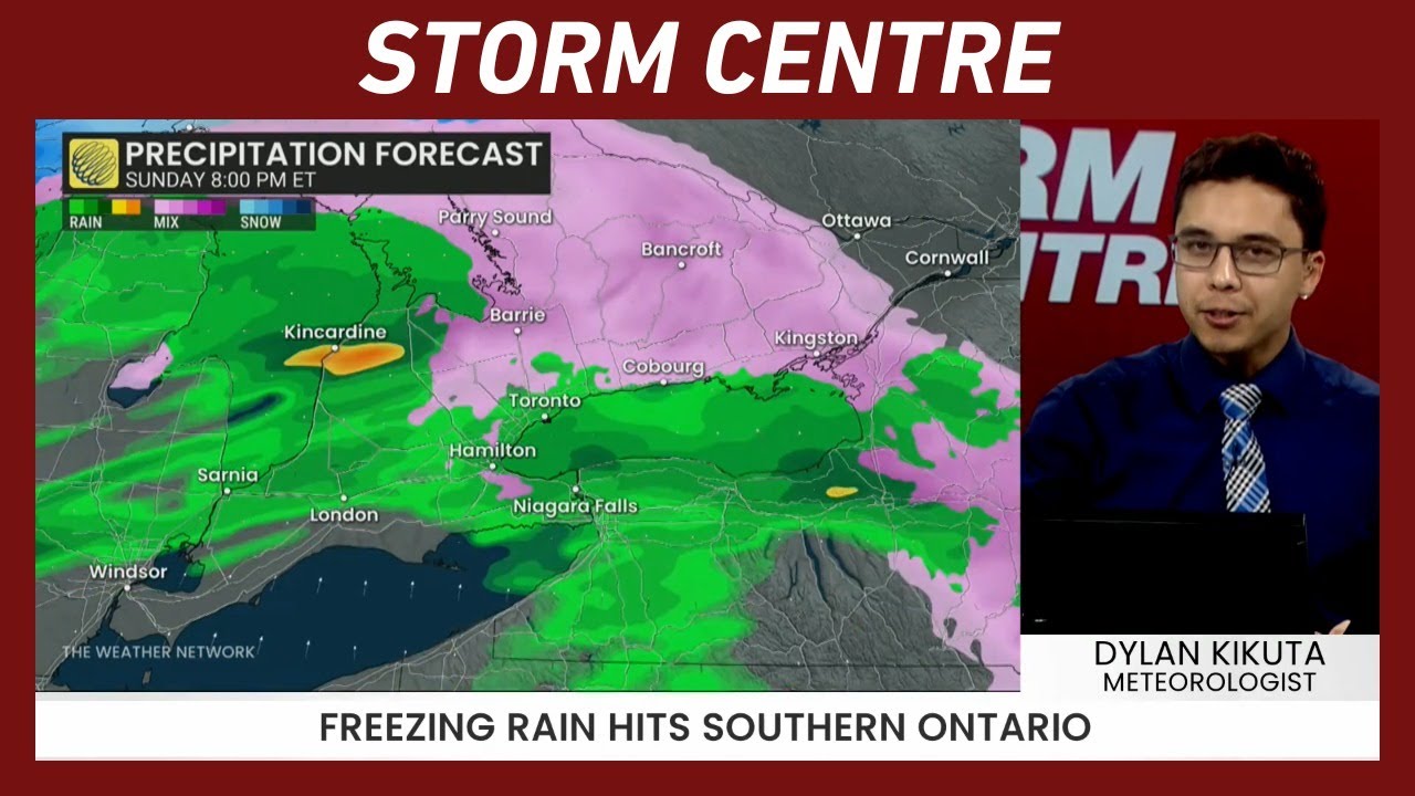 Ice Begins to Build Up With Ontario&rsquo;s Steady Freezing Rain | #forecast