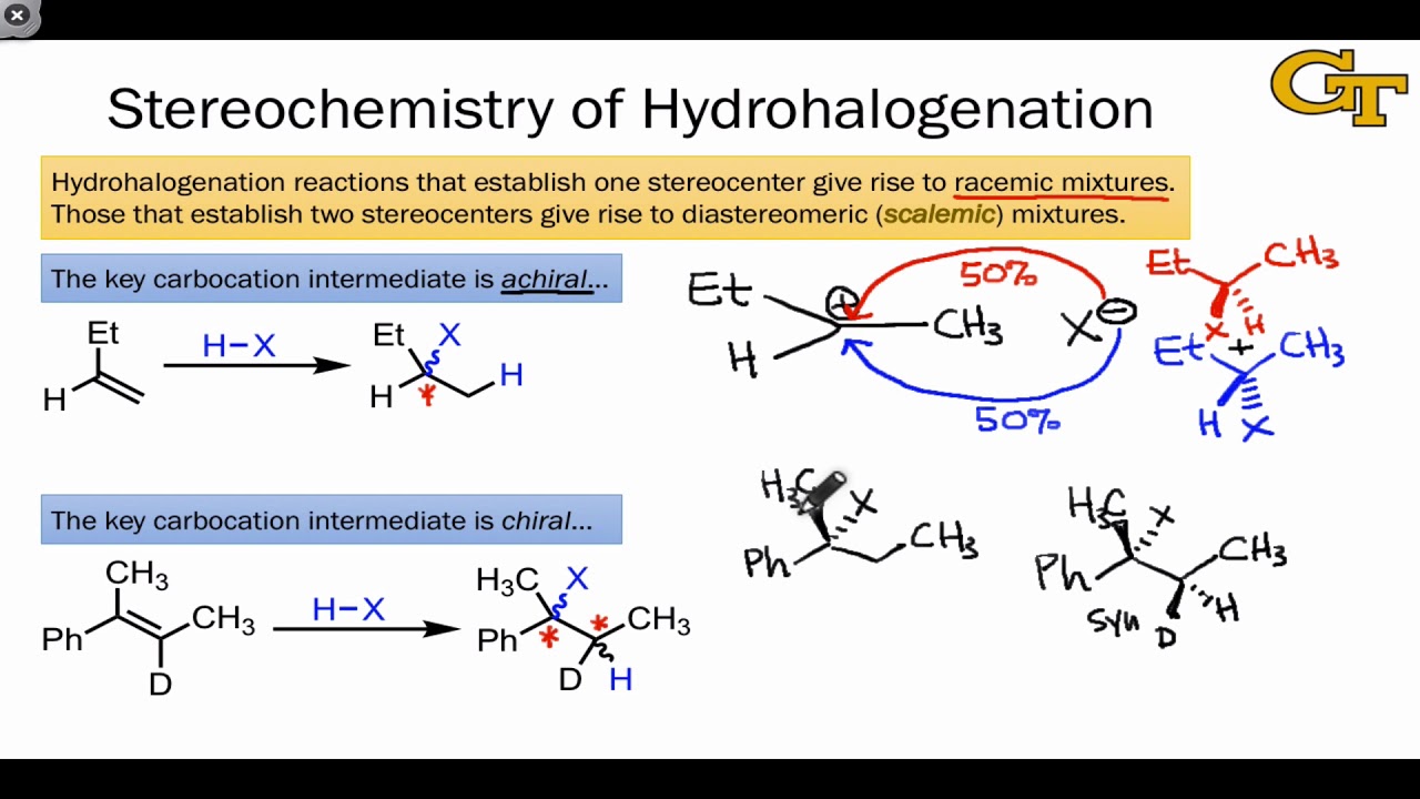 23.02 Stereochemistry of Hydrohalogenation