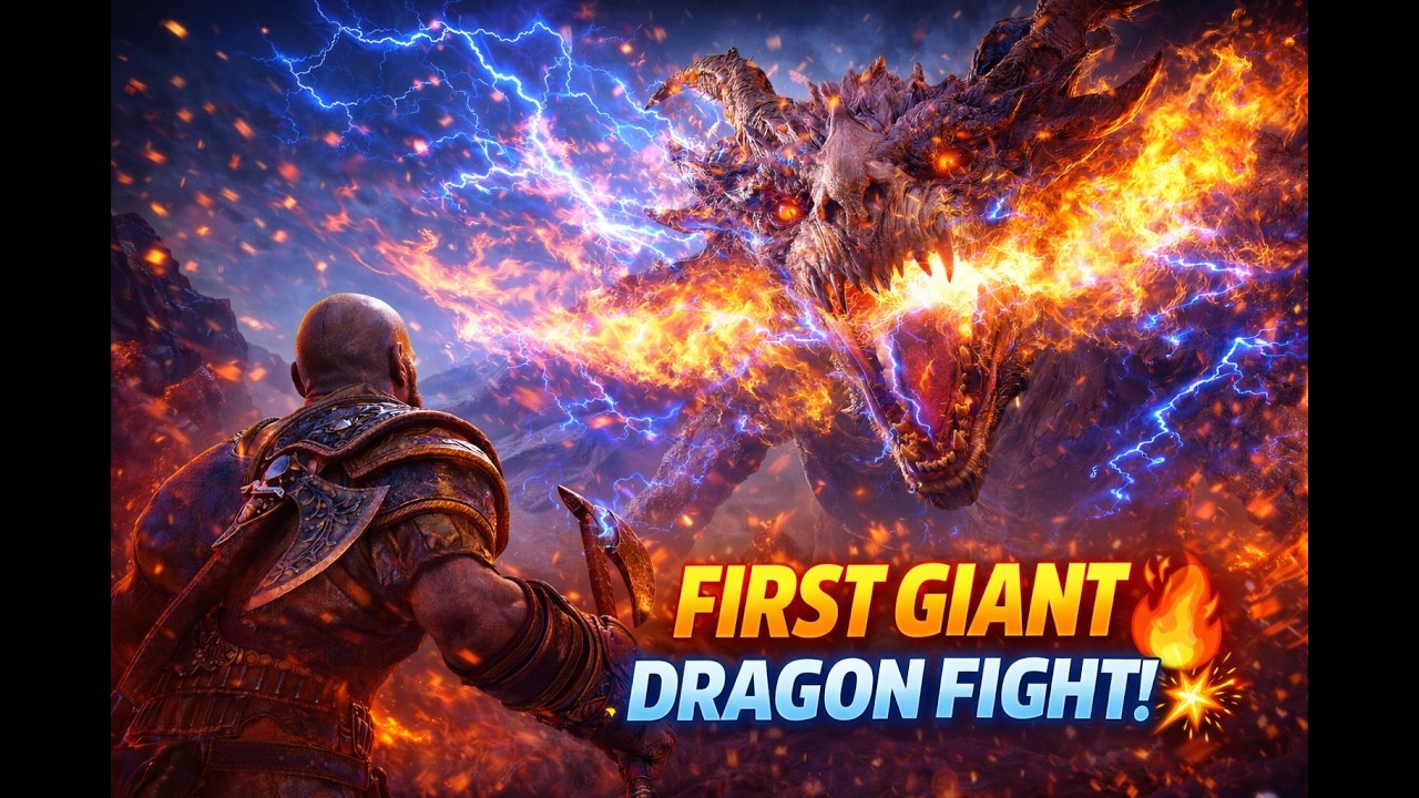 KRATOS vs GIANT FIRE DRAGON 🔥 | Most Insane Boss Fight in God of War 2018