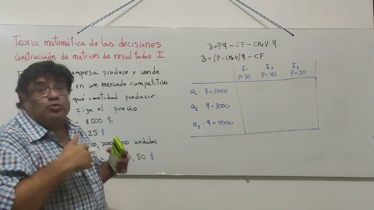 La matriz de resultados  Ejemplo de economía