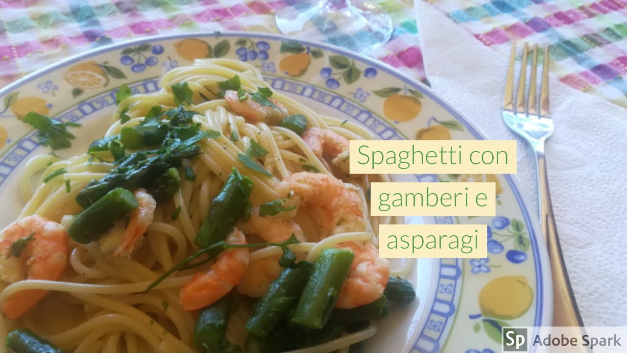 Spaghetti con gamberi e asparagi || LericettediMya