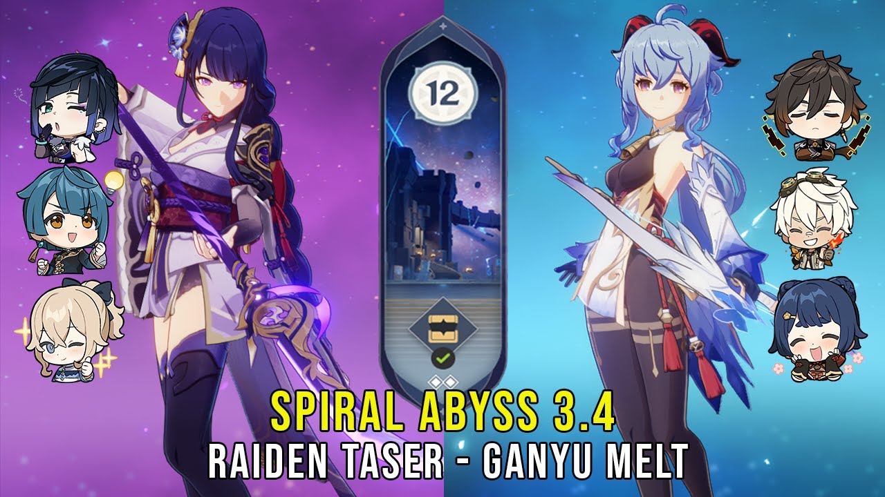 C0 Raiden Taser and C0 Ganyu Melt - Genshin Impact Abyss 3.4 - Floor 12 9 Stars