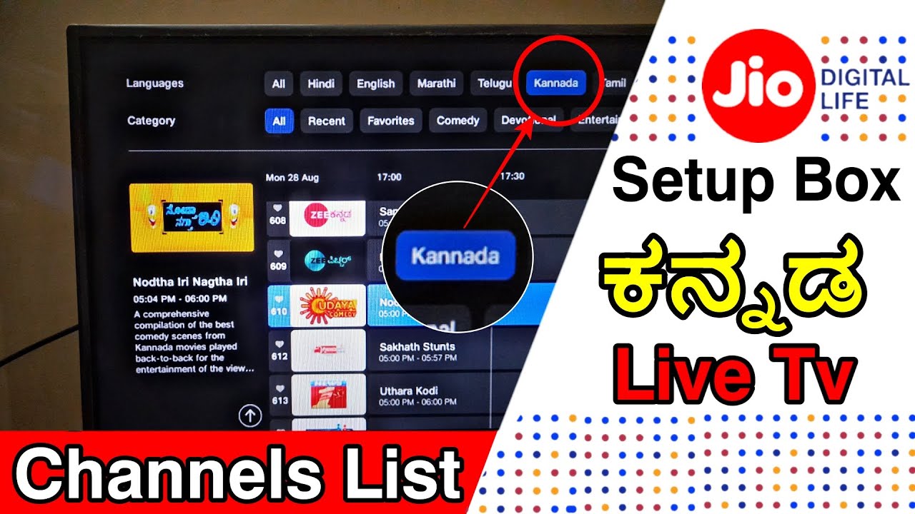 ಕನ್ನಡ Live TV Channel List on Jio set top box kannada language 2023 Karnataka | 550+ Full HD and 4K