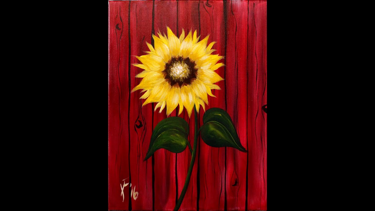Autum Sunflower Step by Step Acrylic Painting on Canvas for Beginners