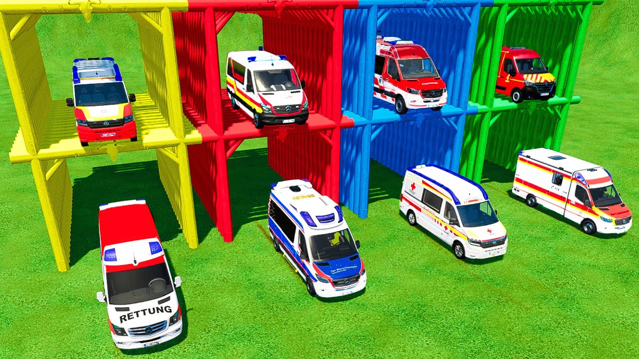 TRANSPORTING AMBULANCE CARS WITH MAN TRUCKS ! Farming Simulator 22