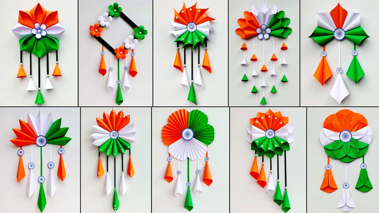 Top 10 Independence Day Wallhanging Craft // Tricolor wall decoration ideas // 15th August craft