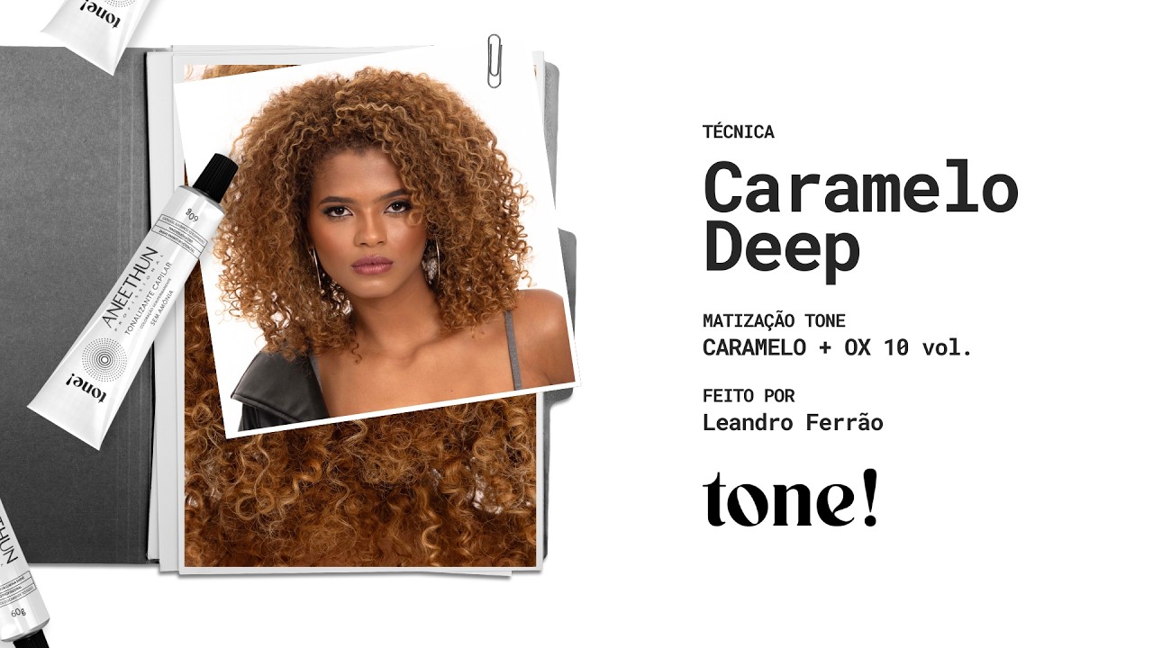 Passo a passo: Caramelo Deep em Cabelos Cacheados. Tonalização com tone! Aneethun