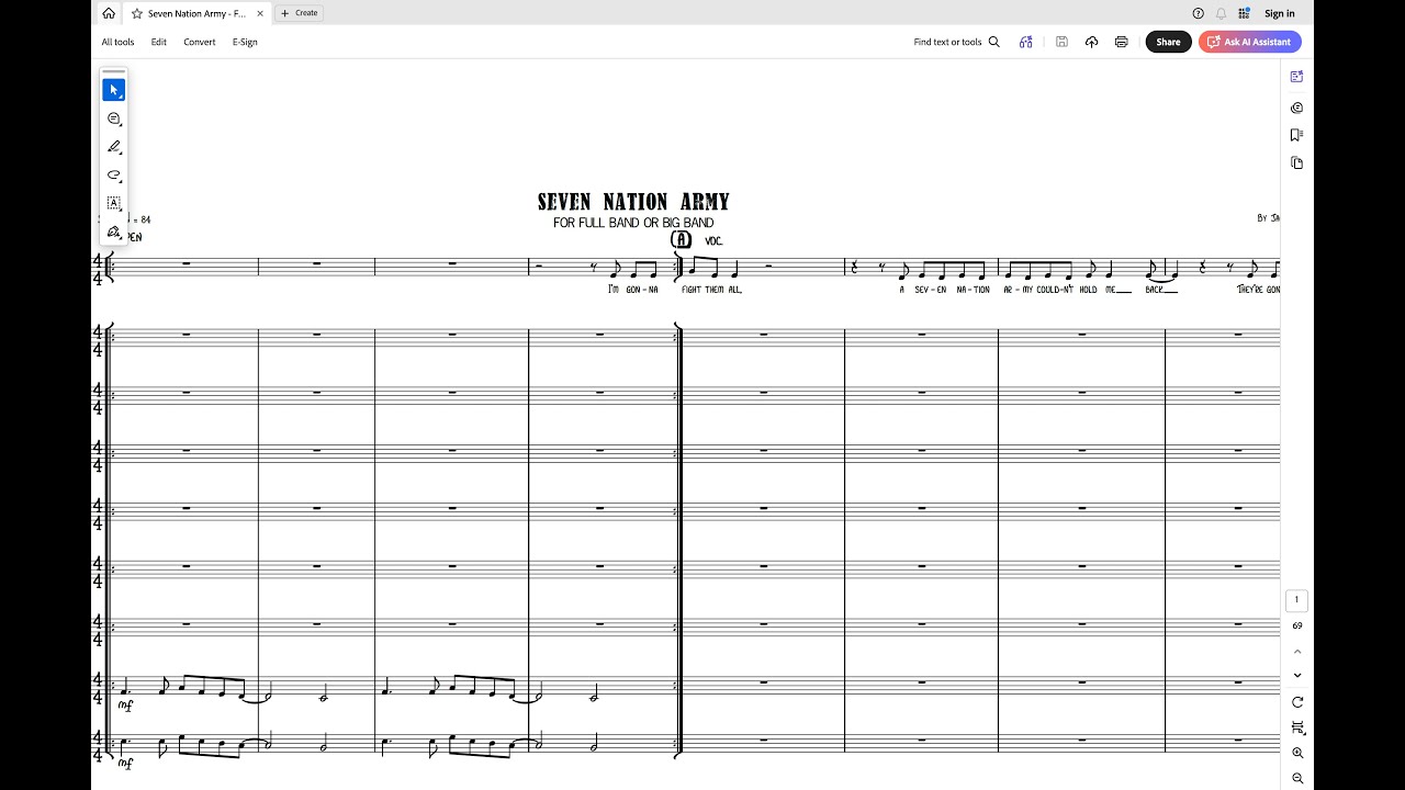 Seven Nation Army   for Vocal and Full Band or Big Band