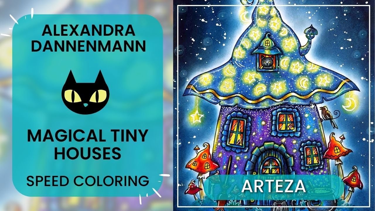 Magical Tiny Houses by Alexandra Dannenmann | Sorcerer's house | Adult Coloring