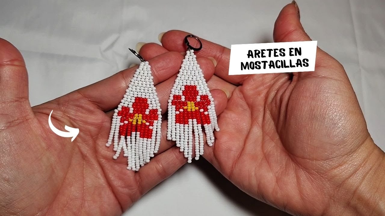 Como tejer aretes diseño de flor con mostacillas (chaquiras) Aniara Sanarte