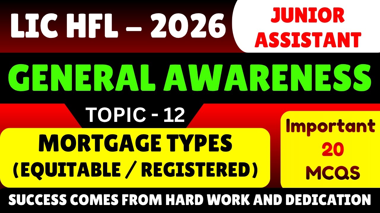 Mortgage Types MCQS | LIC HFL Junior Assistant Recuitment 2026 | LIC HFL GK PDF Book 2026 | LIC HFL