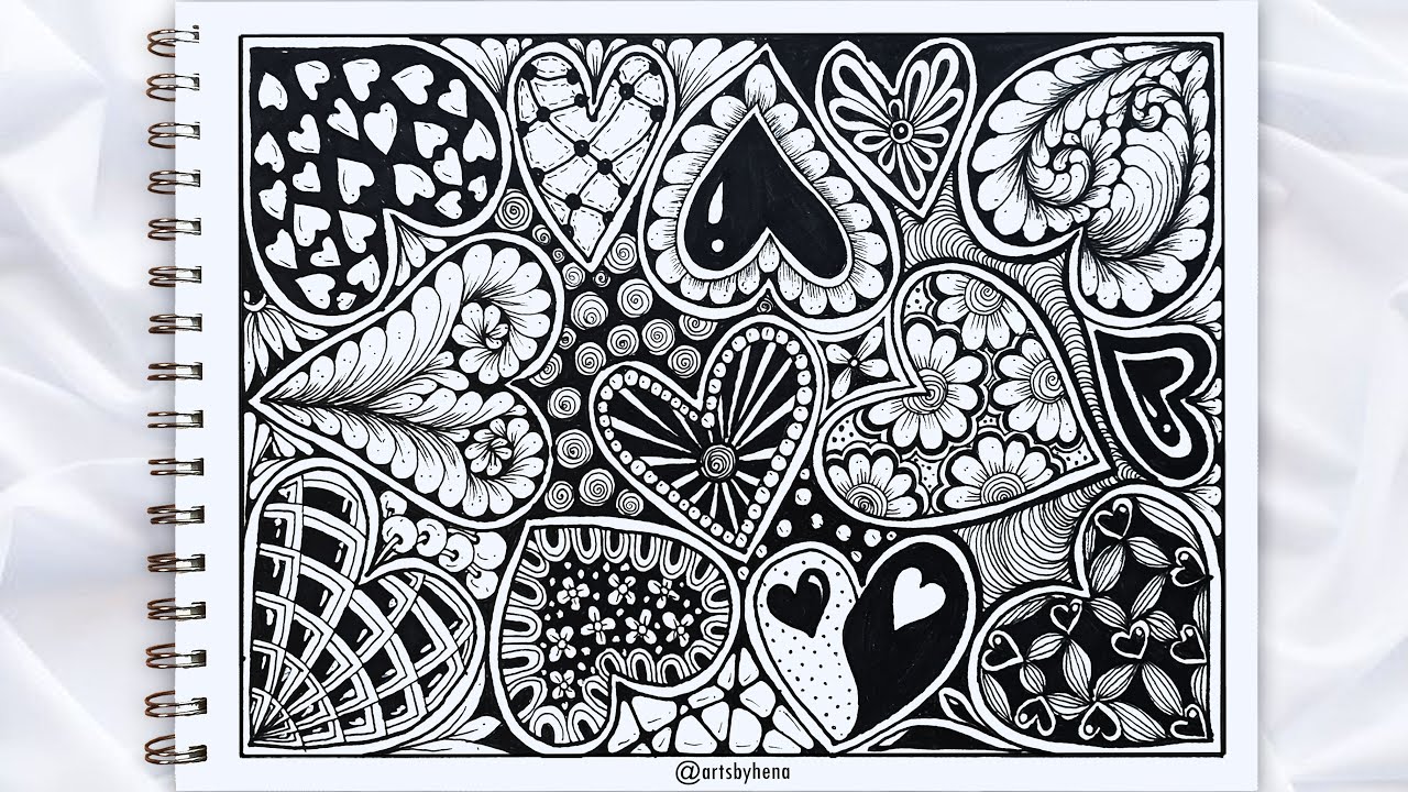 Beautiful Zentangle Heart For Beginners | Zentangle patterns |Doodle Pattern