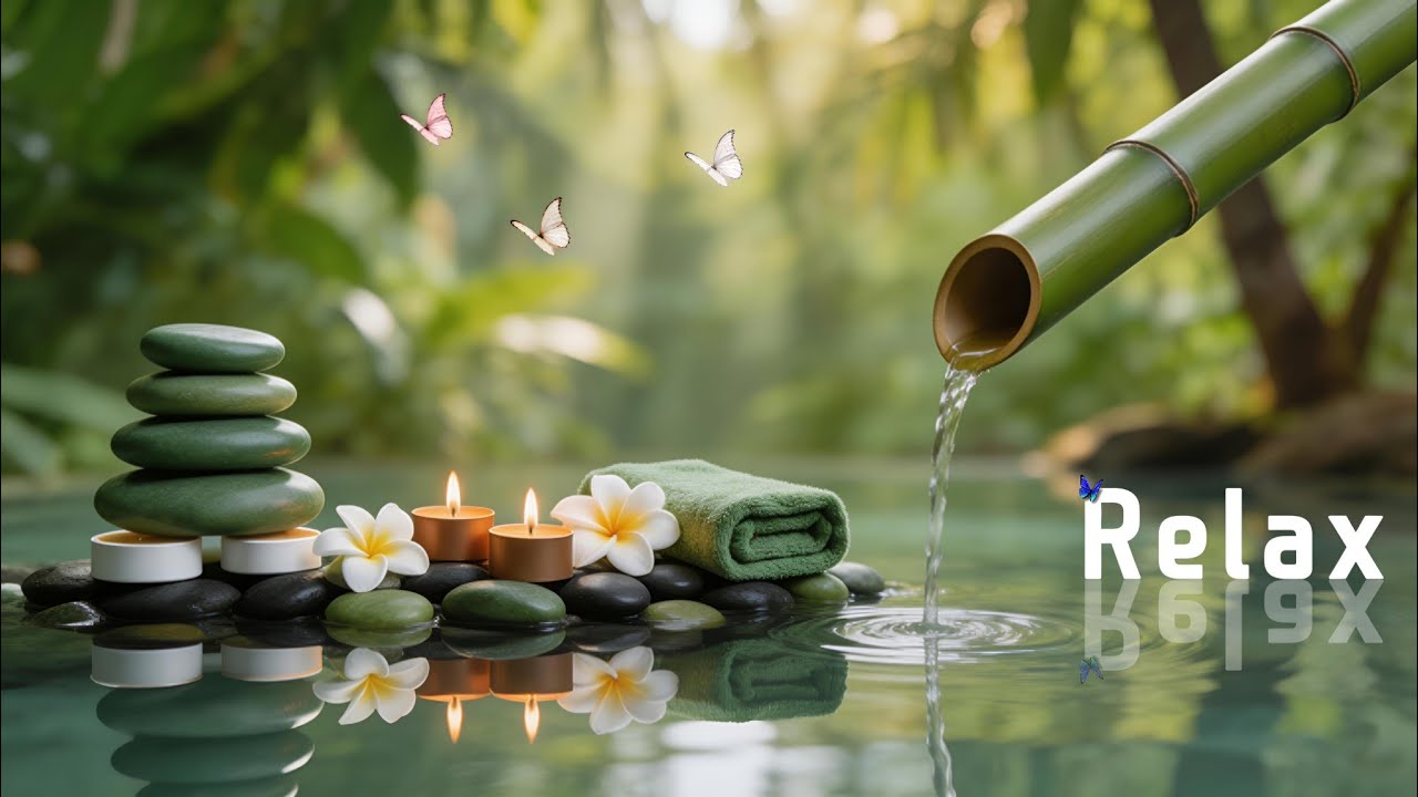 Relaxing Music + Bamboo Water Sounds 🌿 Ultimate Deep Sleep & Anxiety Relief Ambience - Nature Sounds