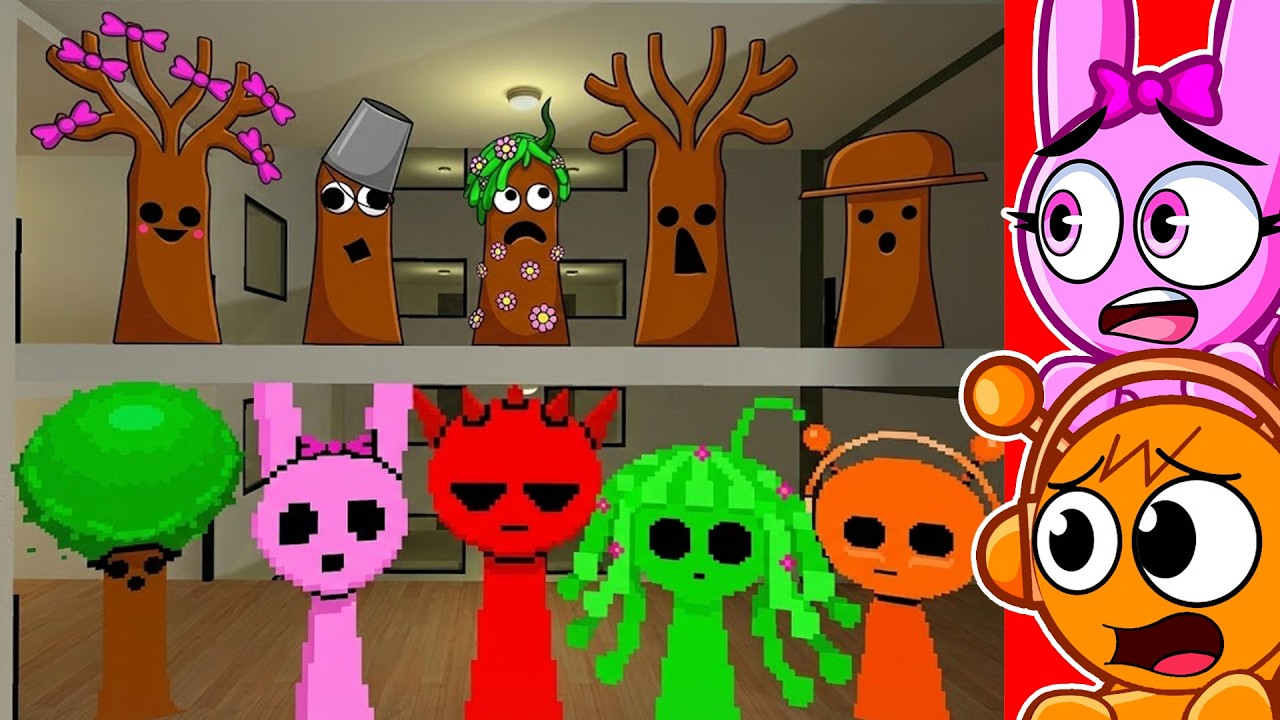 ¡Todas las familias Sprunki quieren que las salve de un grupo de Sr Árbol SPRUNKIES MALVADOS! 😱
