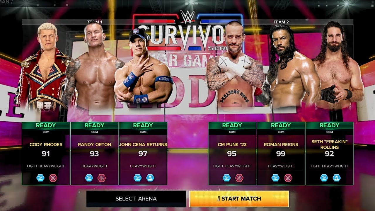 Team Cena vs Team CM Punk Ft Roman Reigns Randy Orton Seth Rollins & Cody Rhodes WWE 2K23 Gameplay