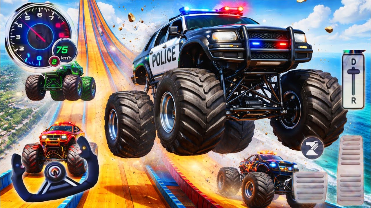 Police🚨 Truck Impossible Stunt Driving 2026🚧 | Mega Ramp Racing Driving Simulator | Android GamePlay
