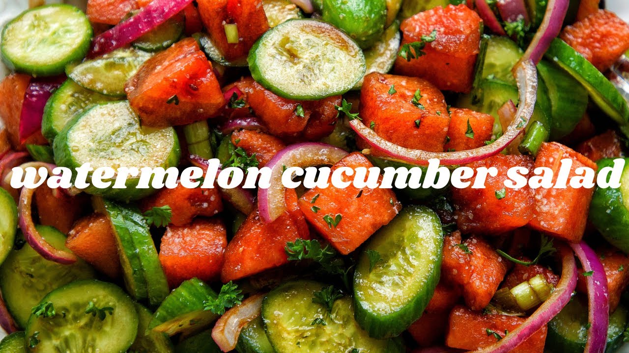 BBQ WEEK: WATERMELON CUCUMBER SALAD [EXTREMELY EASY RECIPE] | PLANTIFULLY BASED