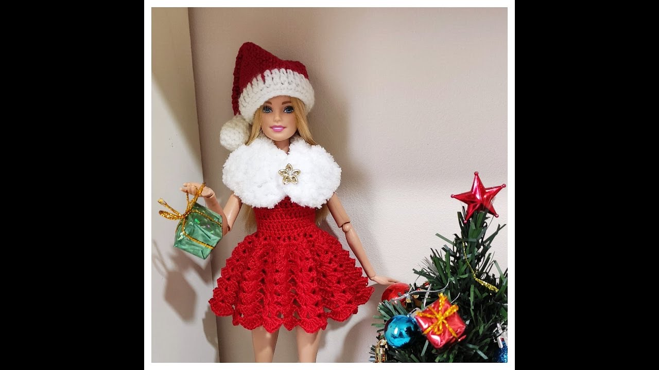 Vestido de Natal e Mini Estola em crochê - passo a passo