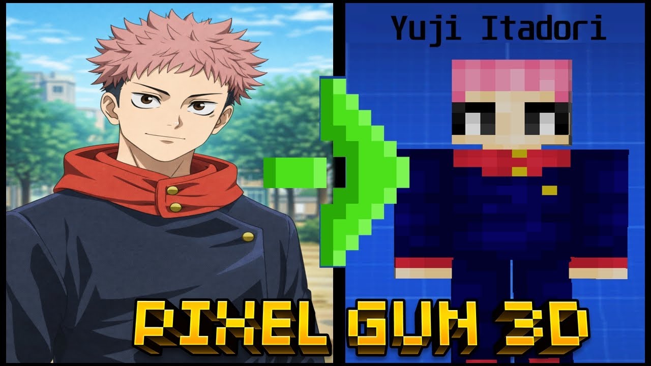 Jujustu Kaisen: Yuji Itadori Skin Tutorial | Pixel Gun 3D