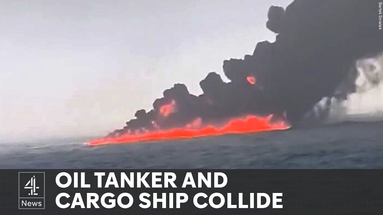 North Sea crash: oil tanker carrying jet fuel hits cargo ship