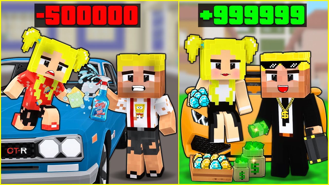 İŞÇİLİKTEN MİLYONERLİĞE DOĞRU EFEKAN VE KIZ KARDEŞİNİN HAYATI! 😱 -Minecraft