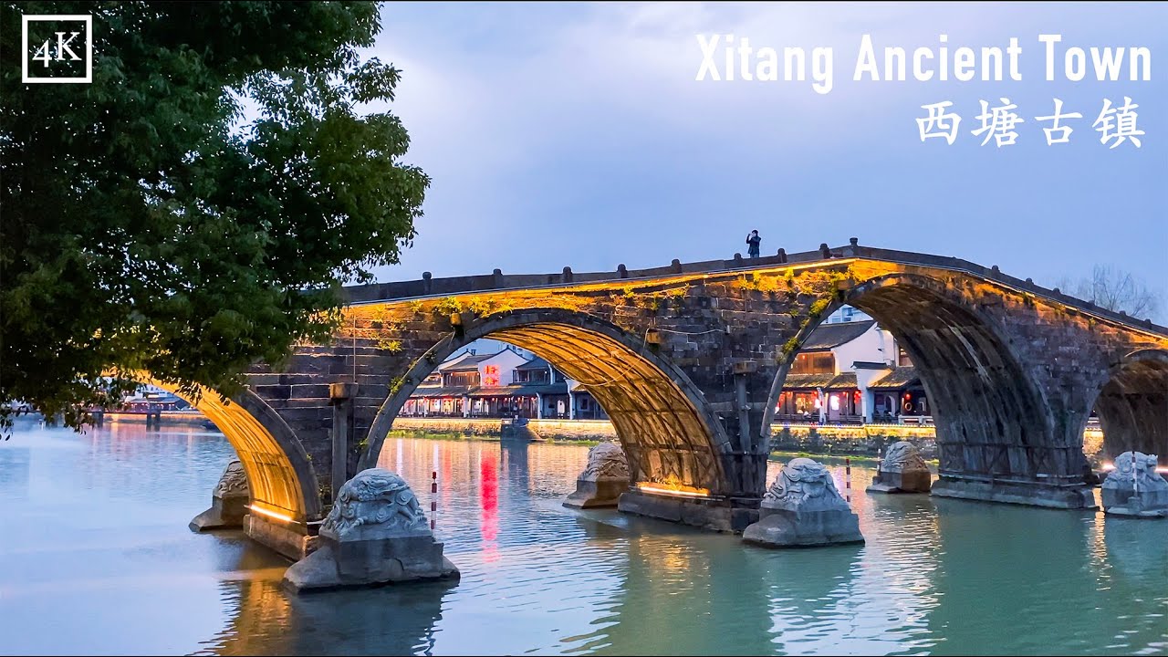 「4K」Walking in Tangxi Ancient Town, Zhejiang Province, China