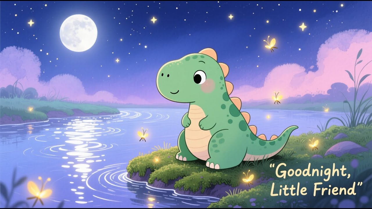 Deep Sleep Story for kids: The Shy Green Dinosaur's Relaxing Riverbank Dream | Bedtime Dreamy Paws