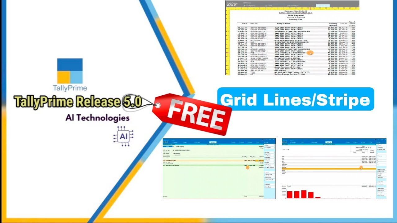 Grid Lines/Stripe(free) ll TallyPrime Release 5.0 beta version download link discription ya comment