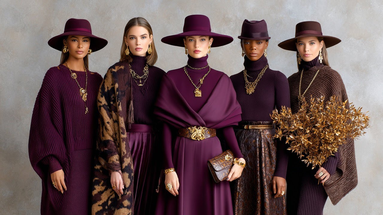 Зимняя коллекция 2025/26 в стиле Ralph Lauren | Образы в глубоких сливовых и теплых бронзовых тон...