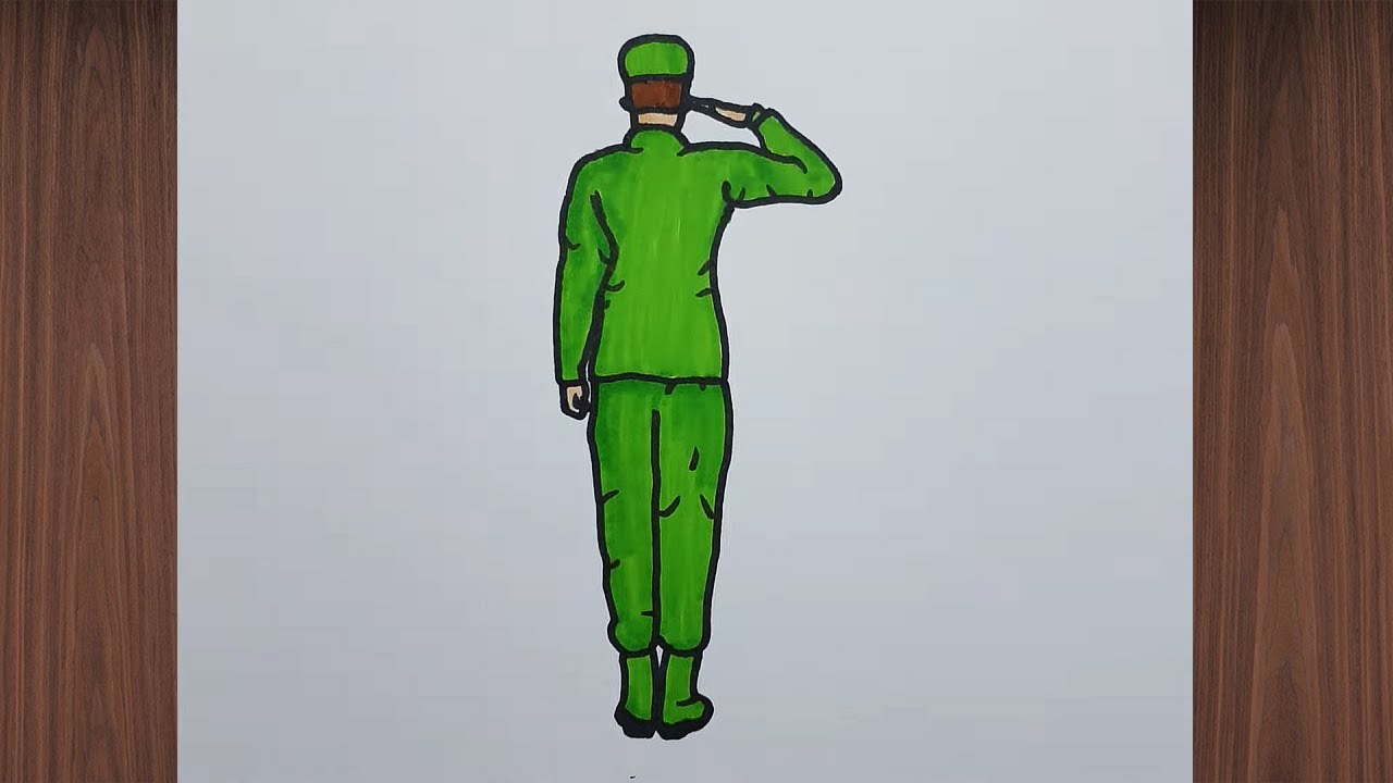 Saygı Duruşunda Duran Asker Çizimi / Arkası Dönük Asker Nasıl Çizilir