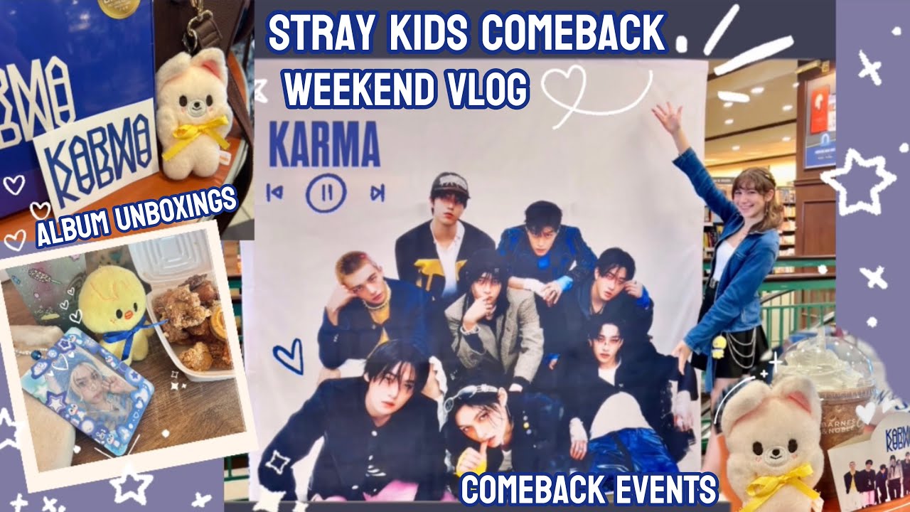 stay vlog 𓂃✧･ﾟ Stray Kids KARMA Vlog! (Barnes & Noble Pop-up, Café Event, Signed Album Unboxing)