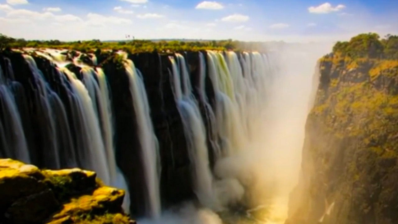 Stunning Cliffside Waterfall  Calming Water Sounds| Soothing Healing