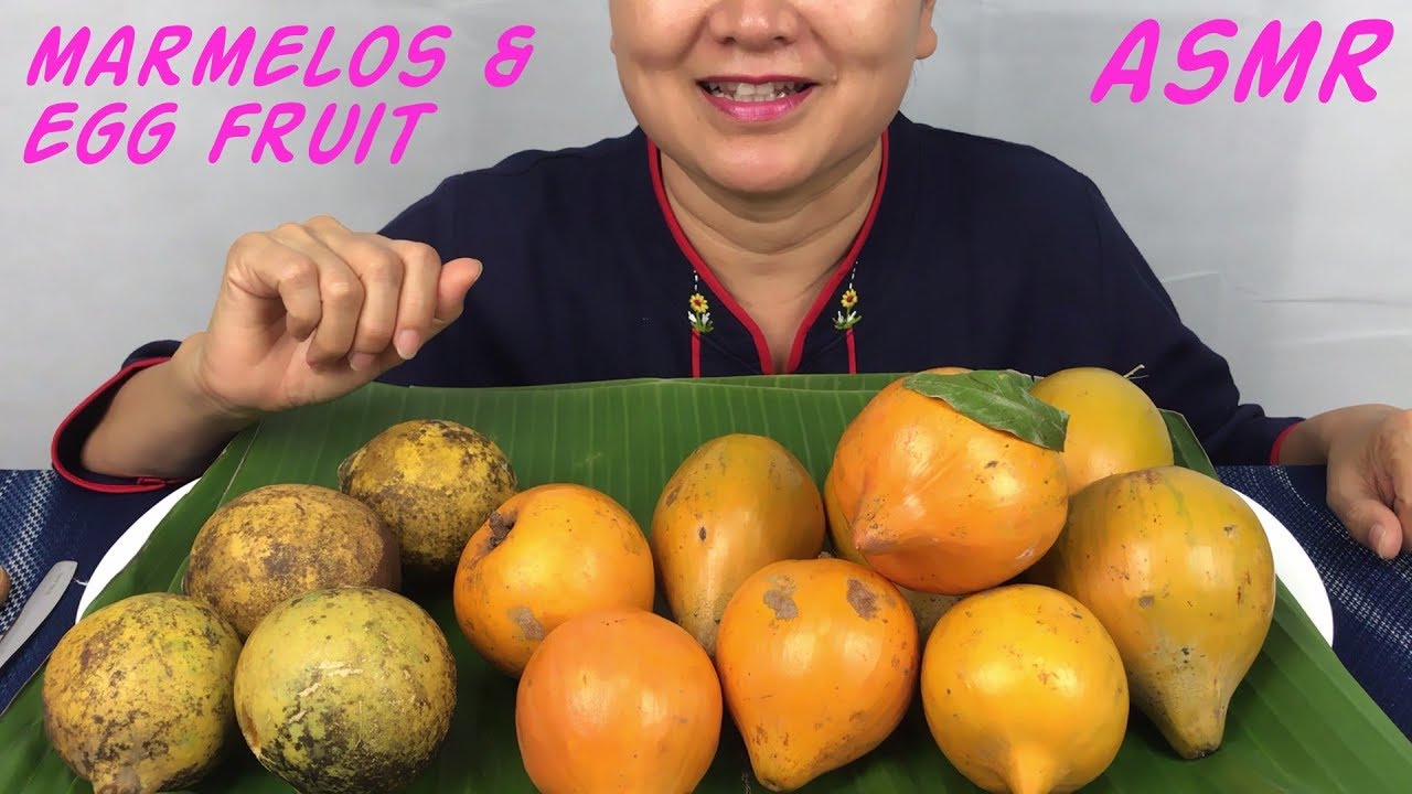 ASMR Marmelos & Pouteria Campechiana | มะตูม, ของหายาก | Eating Sounds | Light Whispers | Nana Eats