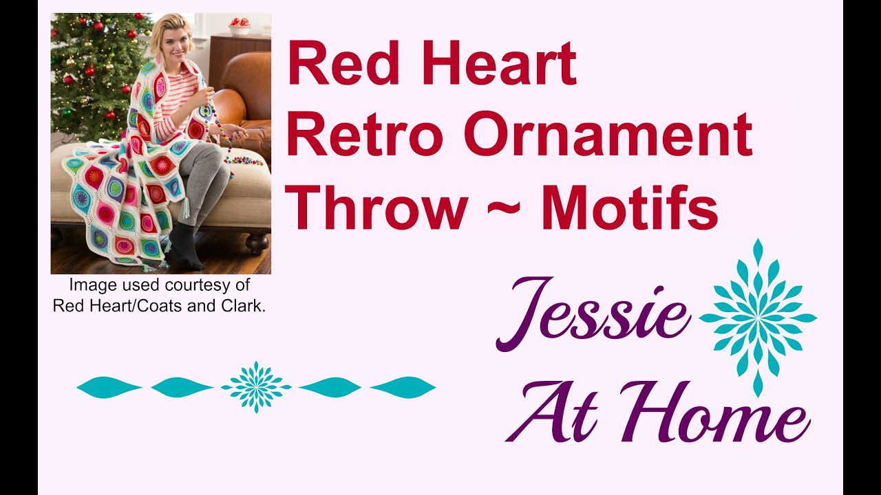 Retro-OrnaRed Heart Retro Ornament Throw ~ Motifs