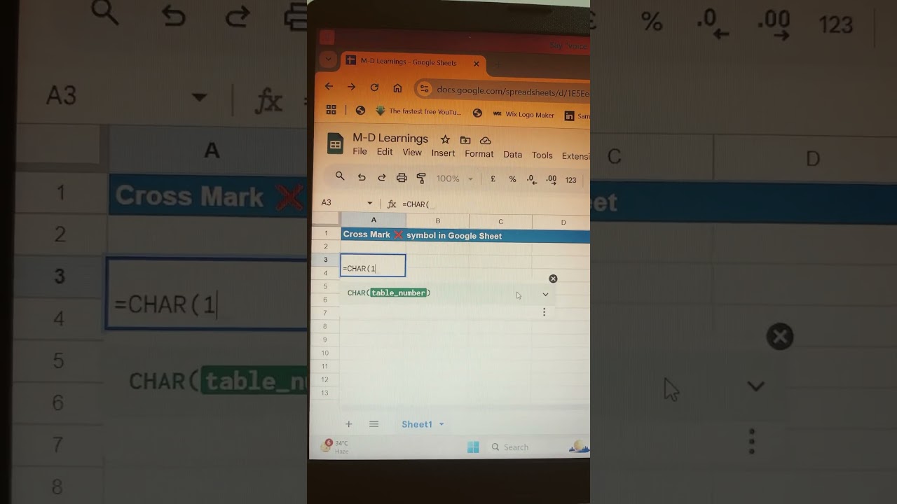 Insert Cross Mark ❌ in Google Sheets | Quick & Easy Trick! #shortsfeed #viralshorts