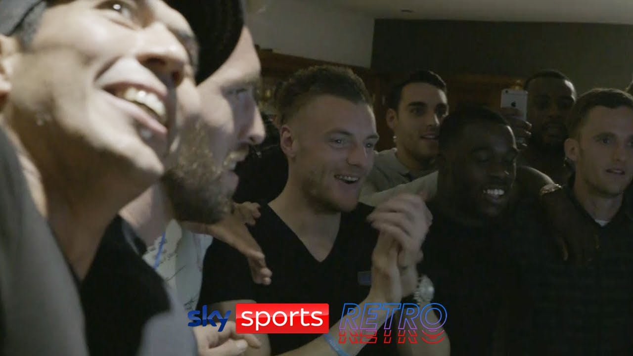 Jamie Vardy having a party as Leicester win the Premier League