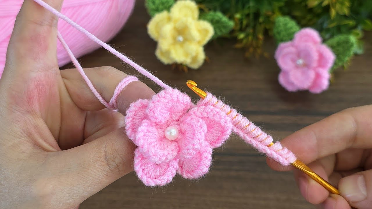 Super Easy Crochet Knitting Flower  Motif - Tunisian flower. #crochet #tunisia #flowers