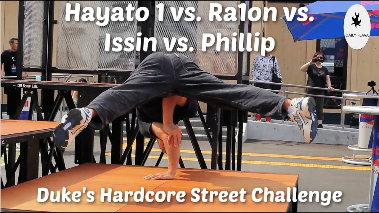 Final. Hayato 1, Issin, Ra1on, and Phillip. Breaking + Parcour = Dukes Hardcore Street Challenge