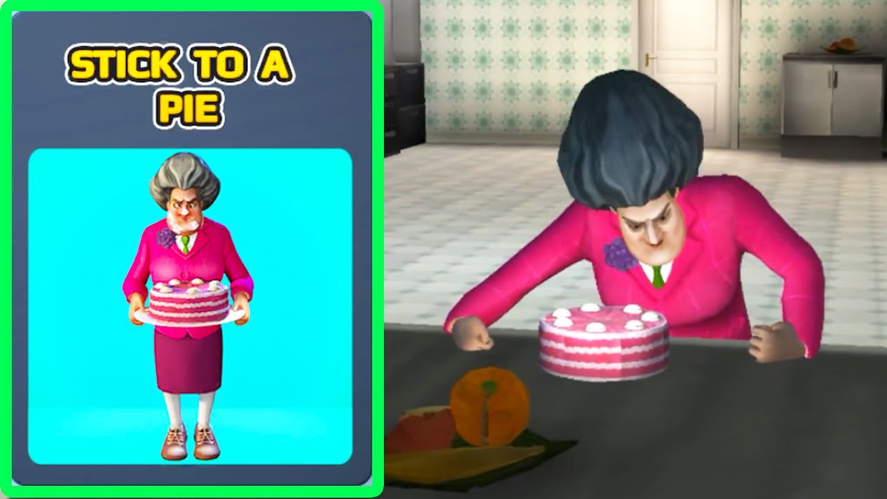 Scary Teacher 3D | Miss T Stick to a pie Walkthrough (iOS Android)