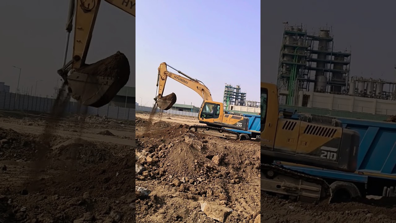 Excavator machine work Track Dampar Loading Supar Short Video 🥰💯😃🤩 #truck #shorts #bhojpuri #short