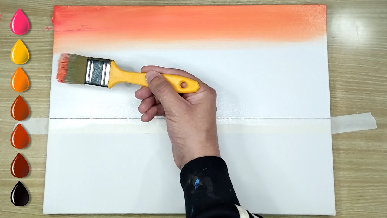 Sunset on Deserted Beach / Acrylic Painting For Beginners