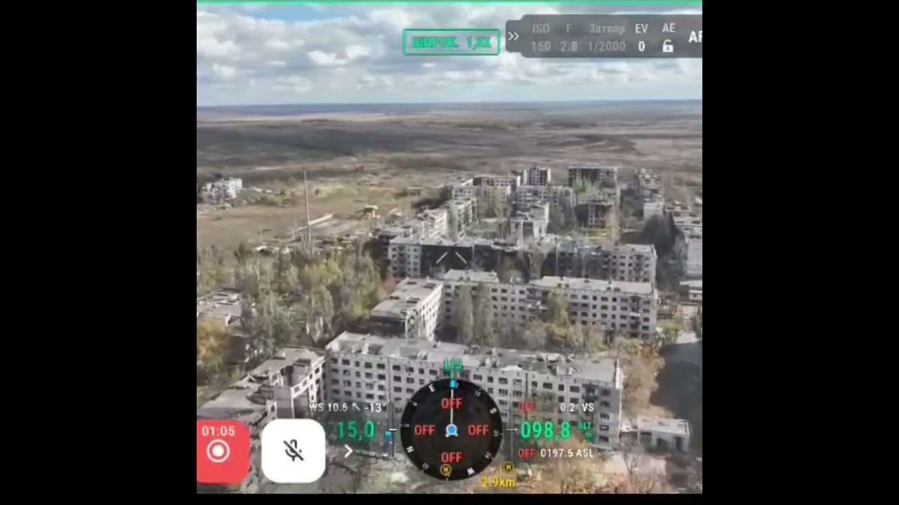 Myrnohrad - 13.10.2025. A Ukrainian Drone Flying Over The Frontline City Of Myrnohrad.