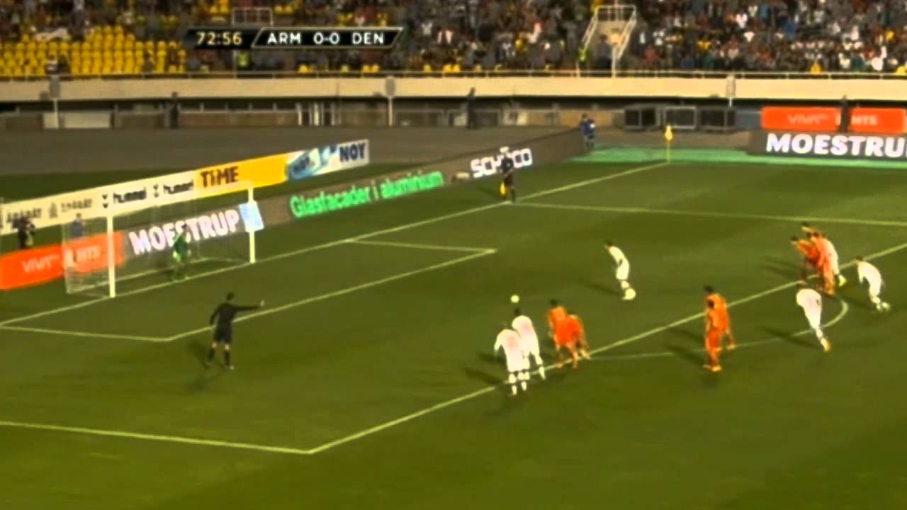 Agger D penalty goal and foul (Armenia 0-1 Denmark) 10_9_2013