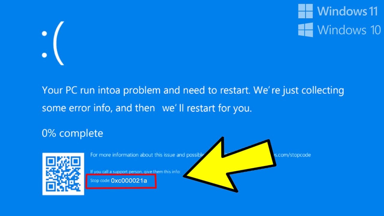 Как решить код ошибки 0xc000021a синего экрана в Windows 11 | Fix Stop Code 0xc000021a 🔨🟦