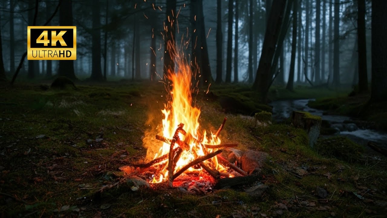 LIVE Fire Ambience – Cozy Campfire for Stress Relief